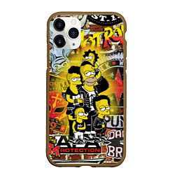 Чехол iPhone 11 Pro матовый Simpsons & Punks not dead! Motto!, цвет: 3D-коричневый