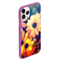 Чехол iPhone 11 Pro матовый Яркий футаж из цветов, цвет: 3D-фиолетовый — фото 2