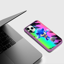 Чехол iPhone 11 Pro матовый Sonic neon, цвет: 3D-фиолетовый — фото 2