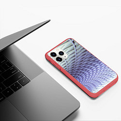 Чехол iPhone 11 Pro матовый Ребристая абстрактная поверхность, цвет: 3D-красный — фото 2