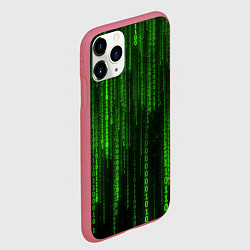 Чехол iPhone 11 Pro матовый Двоичный код зеленый, цвет: 3D-малиновый — фото 2
