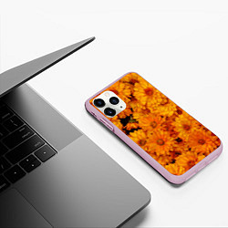 Чехол iPhone 11 Pro матовый Фон из желтых цветов, цвет: 3D-розовый — фото 2
