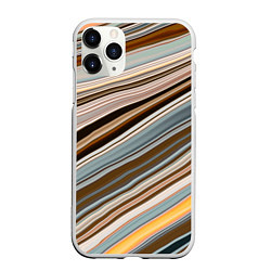 Чехол iPhone 11 Pro матовый Colored wavy lines, цвет: 3D-белый