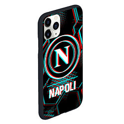 Чехол iPhone 11 Pro матовый Napoli FC в стиле glitch на темном фоне, цвет: 3D-черный — фото 2