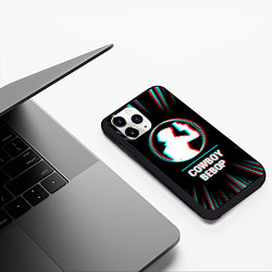 Чехол iPhone 11 Pro матовый Символ Cowboy Bebop в стиле glitch на темном фоне, цвет: 3D-черный — фото 2