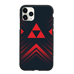 Чехол iPhone 11 Pro матовый Красный символ Zelda на темном фоне со стрелками