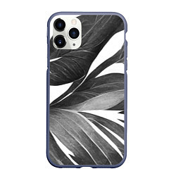 Чехол iPhone 11 Pro матовый Чёрно-белый тропический вайб, цвет: 3D-серый