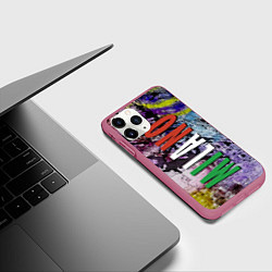 Чехол iPhone 11 Pro матовый Avant-garde color texture - Milano, цвет: 3D-малиновый — фото 2