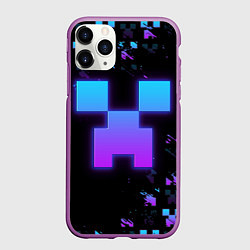 Чехол iPhone 11 Pro матовый Minecraft градиент, цвет: 3D-фиолетовый