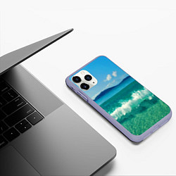Чехол iPhone 11 Pro матовый Волна набегает на берег, цвет: 3D-светло-сиреневый — фото 2