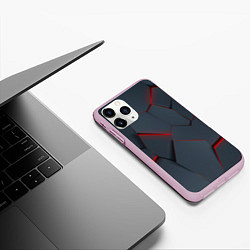 Чехол iPhone 11 Pro матовый Геометрический узор треснутого асфальта, цвет: 3D-розовый — фото 2