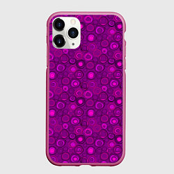 Чехол iPhone 11 Pro матовый Абстрактный неоновый узор Фуксия, цвет: 3D-малиновый