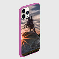 Чехол iPhone 11 Pro матовый Санкт-Петербург: медный всадник, цвет: 3D-фиолетовый — фото 2