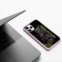 Чехол iPhone 11 Pro матовый Неоновый волк на стиле, цвет: 3D-розовый — фото 2
