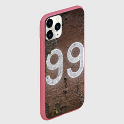 Чехол iPhone 11 Pro матовый Номер 99 на ржавом металле, цвет: 3D-малиновый — фото 2