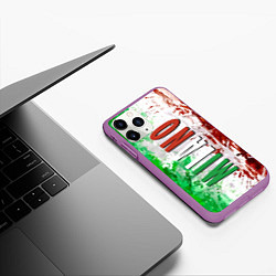 Чехол iPhone 11 Pro матовый Флаг Италии - кляксы, цвет: 3D-фиолетовый — фото 2