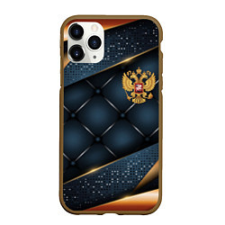 Чехол iPhone 11 Pro матовый Золотой герб России на объемном фоне, цвет: 3D-коричневый