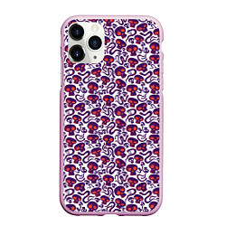 Чехол iPhone 11 Pro матовый Череп и змея с языком, цвет: 3D-розовый