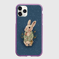 Чехол iPhone 11 Pro матовый Кролик с фонариком, цвет: 3D-фиолетовый