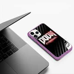 Чехол iPhone 11 Pro матовый Doom - краска, цвет: 3D-фиолетовый — фото 2