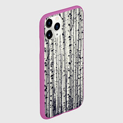 Чехол iPhone 11 Pro матовый Русские берёзки - роща, цвет: 3D-фиолетовый — фото 2