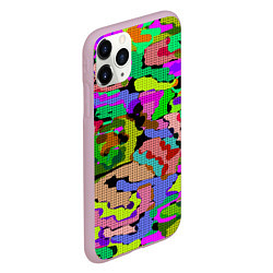 Чехол iPhone 11 Pro матовый Разноцветный клетчатый камуфляж, цвет: 3D-розовый — фото 2
