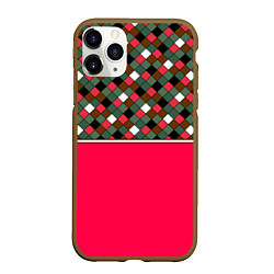 Чехол iPhone 11 Pro матовый Красно-серый клетчатый узор, цвет: 3D-коричневый