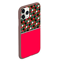 Чехол iPhone 11 Pro матовый Красно-серый клетчатый узор, цвет: 3D-коричневый — фото 2