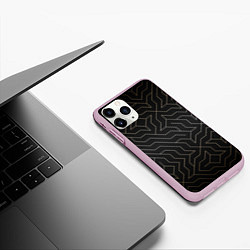 Чехол iPhone 11 Pro матовый Black gold - Узоры, цвет: 3D-розовый — фото 2