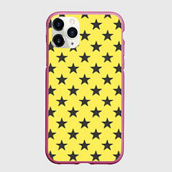 Чехол iPhone 11 Pro матовый Звездный фон желтый, цвет: 3D-малиновый