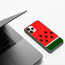 Чехол iPhone 11 Pro матовый Сочный летний арбуз, цвет: 3D-темно-зеленый — фото 2