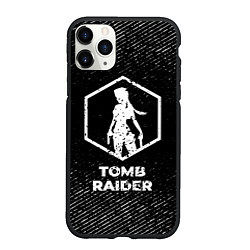 Чехол iPhone 11 Pro матовый Tomb Raider с потертостями на темном фоне, цвет: 3D-черный