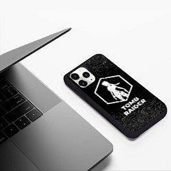Чехол iPhone 11 Pro матовый Tomb Raider с потертостями на темном фоне, цвет: 3D-черный — фото 2