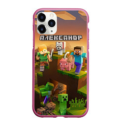 Чехол iPhone 11 Pro матовый Александр Minecraft, цвет: 3D-малиновый