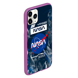 Чехол iPhone 11 Pro матовый Nasa - лого - пламя, цвет: 3D-фиолетовый — фото 2