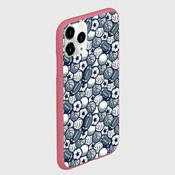 Чехол iPhone 11 Pro матовый Мячи спортивные, цвет: 3D-малиновый — фото 2