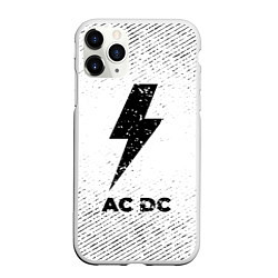 Чехол iPhone 11 Pro матовый AC DC с потертостями на светлом фоне