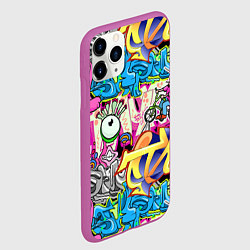 Чехол iPhone 11 Pro матовый Велосипедист и глаз граффити, цвет: 3D-фиолетовый — фото 2