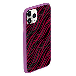 Чехол iPhone 11 Pro матовый Модный полосатый красно- черный узор Зебра, цвет: 3D-фиолетовый — фото 2