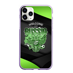 Чехол iPhone 11 Pro матовый Герб России - спортивный черно-зеленый стиль
