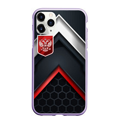 Чехол iPhone 11 Pro матовый Герб России на объемном фоне, цвет: 3D-светло-сиреневый