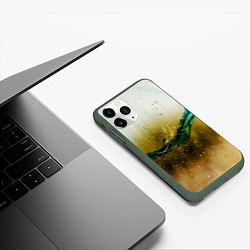 Чехол iPhone 11 Pro матовый Абстрактные блёстки, тени и краски, цвет: 3D-темно-зеленый — фото 2