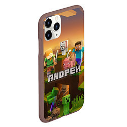 Чехол iPhone 11 Pro матовый Андрей Minecraft, цвет: 3D-коричневый — фото 2