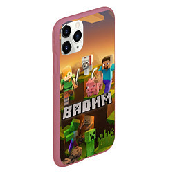 Чехол iPhone 11 Pro матовый Вадим Minecraft, цвет: 3D-малиновый — фото 2