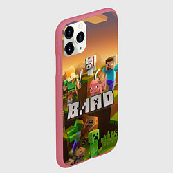 Чехол iPhone 11 Pro матовый Влад - inecraft, цвет: 3D-малиновый — фото 2
