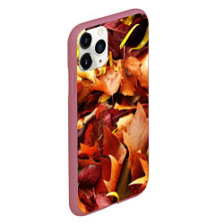 Чехол iPhone 11 Pro матовый Куча осенних листьев, цвет: 3D-малиновый — фото 2
