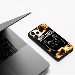 Чехол iPhone 11 Pro матовый Red Hot Chili Peppers рок кот и огонь, цвет: 3D-черный — фото 2