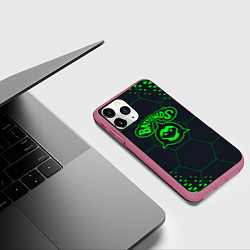 Чехол iPhone 11 Pro матовый Battletoads Абстракция соты, цвет: 3D-малиновый — фото 2