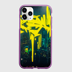 Чехол iPhone 11 Pro матовый Киберпанк надпись, цвет: 3D-фиолетовый