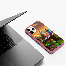 Чехол iPhone 11 Pro матовый Григорий Minecraft, цвет: 3D-малиновый — фото 2